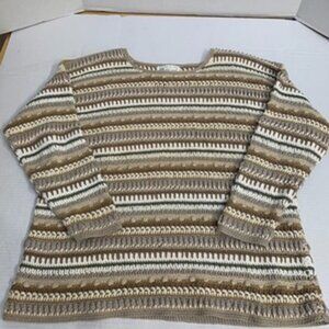 Jennifer Reed Womens Size Small Medium Tan Cream Sweater